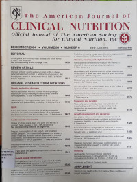 The American Journal Clinical Nutrition Vol. 80 Nomor. 6